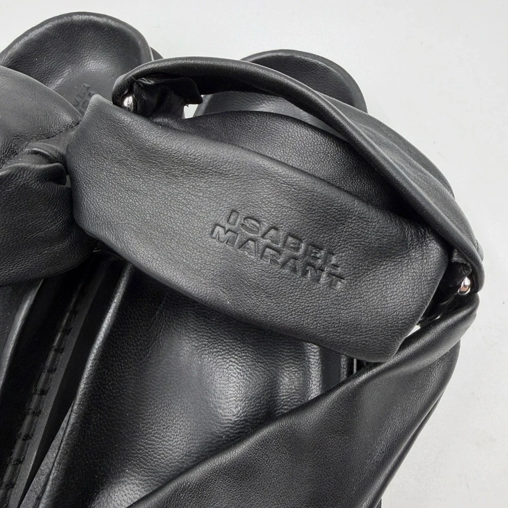 Isabel Marant Naori Flatform Sandals Black Leather Strappy Women Sz 38 / 7.5 - Picture 4 of 11